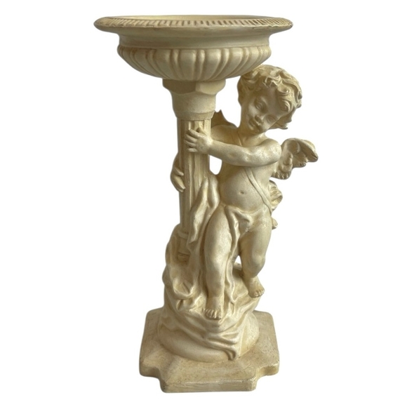 Angel Statue Candle Holder Cherub Garden Statue Bird Feeder Water Bowl Figurine - Picture 3 of 8